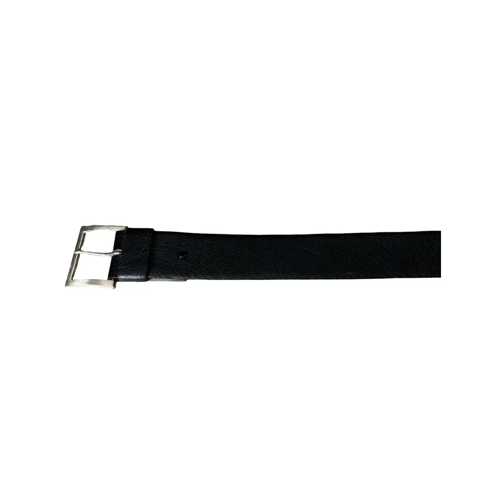 Custom Buffalo Black Leather Belt Size M 34-36 Silver Buckle